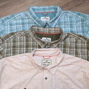 Lot of 3 Lake & Trail Short Sleeve Size XXXL Outdoors Button Down Front Pocket